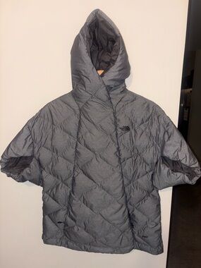 The North Face Gray Quilted Hooded Poncho